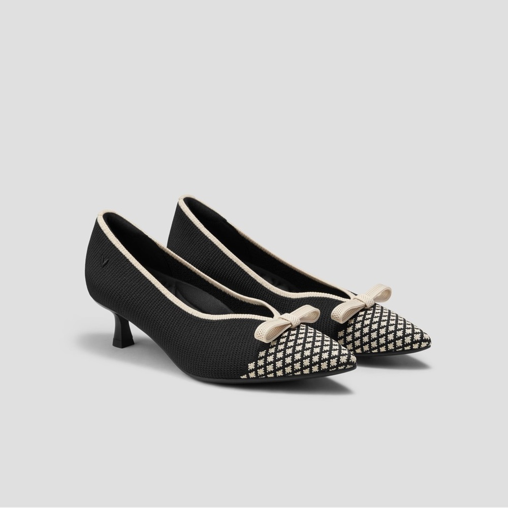 VIVAIA | Pointed-Toe Kitten Heels Bow Detailed